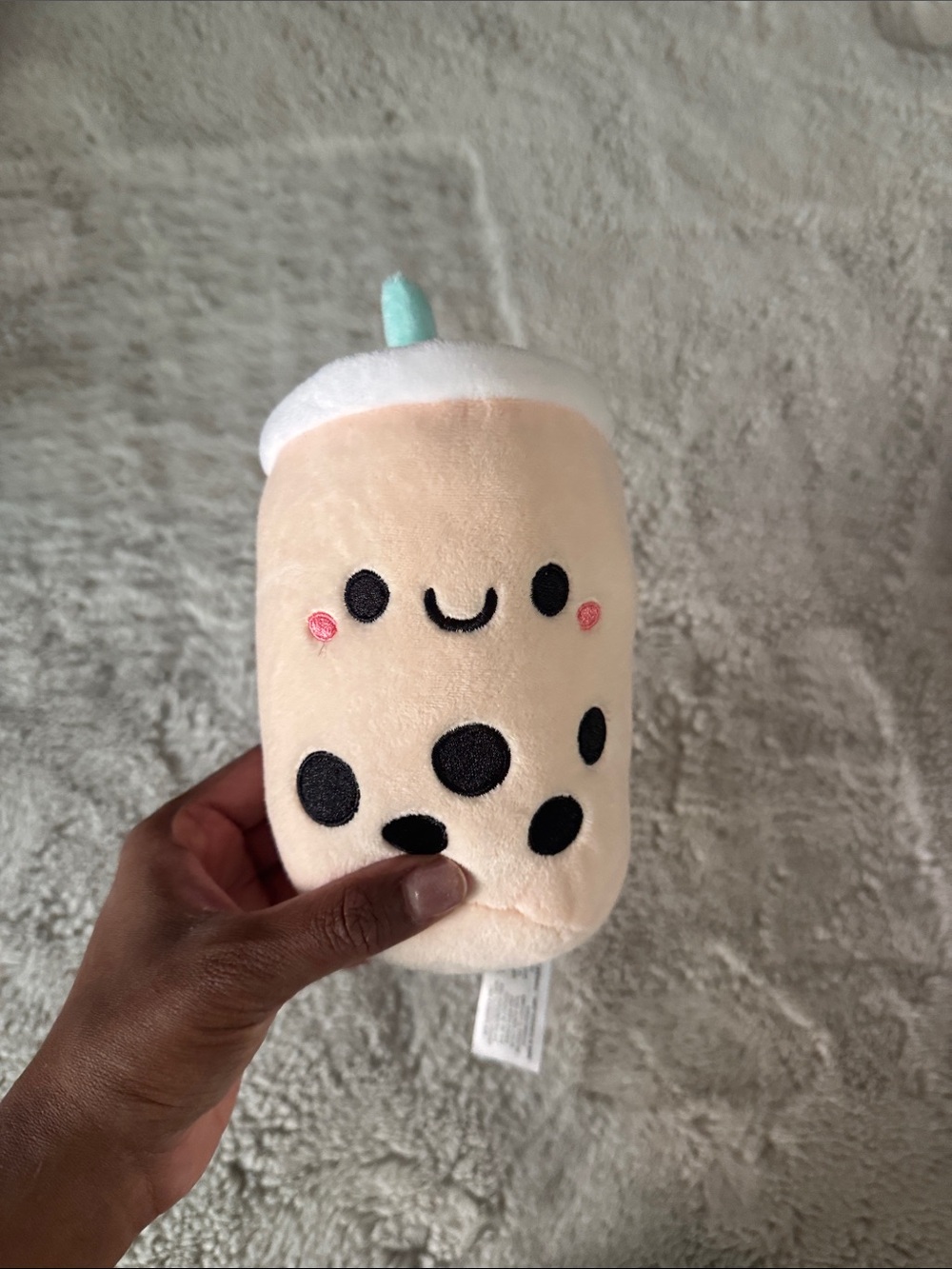 Plush Bubble Tea Toy - Peach with Black Boba